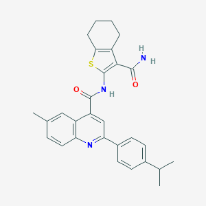 molecular formula C29H29N3O2S B454963 N-[3-(aminocarbonyl)-4,5,6,7-tetrahydro-1-benzothien-2-yl]-2-(4-isopropylphenyl)-6-methyl-4-quinolinecarboxamide 