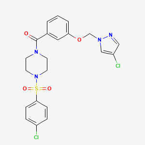 molecular formula C21H20Cl2N4O4S B4549658 1-[(4-chlorophenyl)sulfonyl]-4-{3-[(4-chloro-1H-pyrazol-1-yl)methoxy]benzoyl}piperazine 