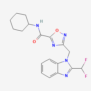 N-cyclohexyl-3-{[2-(difluoromethyl)-1H-benzimidazol-1-yl]methyl}-1,2,4-oxadiazole-5-carboxamide