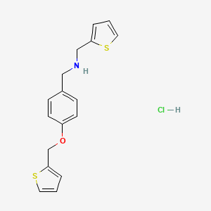 1-[4-(thiophen-2-ylmethoxy)phenyl]-N-(thiophen-2-ylmethyl)methanamine;hydrochloride