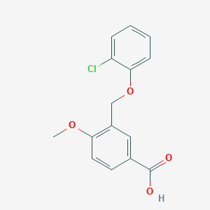 molecular formula C15H13ClO4 B454974 3-[(2-Chlorophenoxy)methyl]-4-methoxybenzoic acid CAS No. 438220-40-7