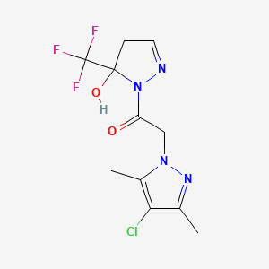 molecular formula C11H12ClF3N4O2 B4549773 2-(4-CHLORO-3,5-DIMETHYL-1H-PYRAZOL-1-YL)-1-[5-HYDROXY-5-(TRIFLUOROMETHYL)-4,5-DIHYDRO-1H-PYRAZOL-1-YL]-1-ETHANONE 