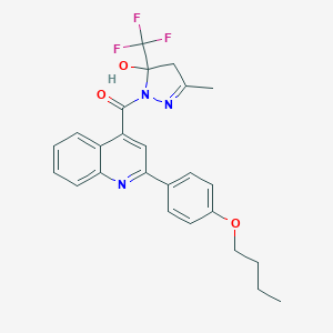 molecular formula C25H24F3N3O3 B454978 [2-(4-butoxyphenyl)quinolin-4-yl][5-hydroxy-3-methyl-5-(trifluoromethyl)-4,5-dihydro-1H-pyrazol-1-yl]methanone 