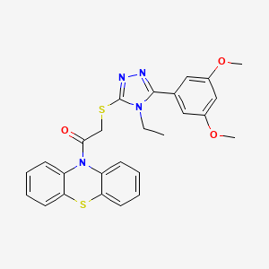 10-({[5-(3,5-dimethoxyphenyl)-4-ethyl-4H-1,2,4-triazol-3-yl]thio}acetyl)-10H-phenothiazine