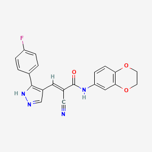 2-cyano-N-(2,3-dihydro-1,4-benzodioxin-6-yl)-3-[3-(4-fluorophenyl)-1H-pyrazol-4-yl]acrylamide