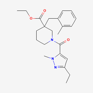 ethyl 1-[(3-ethyl-1-methyl-1H-pyrazol-5-yl)carbonyl]-3-(2-methylbenzyl)-3-piperidinecarboxylate