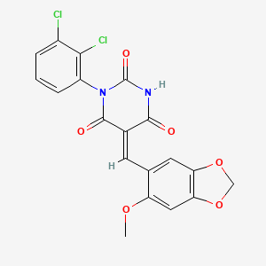 molecular formula C19H12Cl2N2O6 B4549930 (5E)-1-(2,3-dichlorophenyl)-5-[(6-methoxy-1,3-benzodioxol-5-yl)methylidene]pyrimidine-2,4,6(1H,3H,5H)-trione 