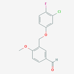 molecular formula C15H12ClFO3 B454995 3-[(3-Chloro-4-fluorophenoxy)methyl]-4-methoxybenzaldehyde CAS No. 438221-62-6