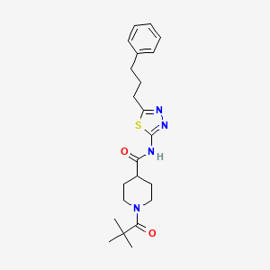 1-(2,2-dimethylpropanoyl)-N-[5-(3-phenylpropyl)-1,3,4-thiadiazol-2-yl]piperidine-4-carboxamide