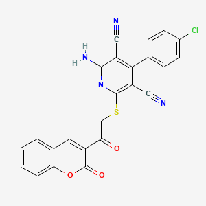 2-amino-4-(4-chlorophenyl)-6-{[2-oxo-2-(2-oxo-2H-chromen-3-yl)ethyl]thio}-3,5-pyridinedicarbonitrile