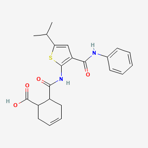 molecular formula C22H24N2O4S B4550001 6-({[3-(anilinocarbonyl)-5-isopropyl-2-thienyl]amino}carbonyl)-3-cyclohexene-1-carboxylic acid 