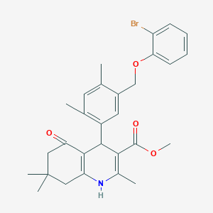 molecular formula C29H32BrNO4 B455003 Methyl 4-{5-[(2-bromophenoxy)methyl]-2,4-dimethylphenyl}-2,7,7-trimethyl-5-oxo-1,4,5,6,7,8-hexahydro-3-quinolinecarboxylate 