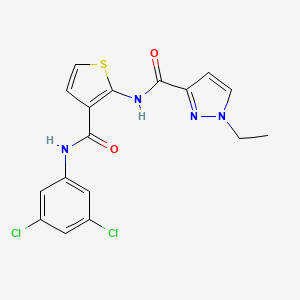 molecular formula C17H14Cl2N4O2S B4550074 N-{3-[(3,5-DICHLOROPHENYL)CARBAMOYL]-2-THIENYL}-1-ETHYL-1H-PYRAZOLE-3-CARBOXAMIDE 