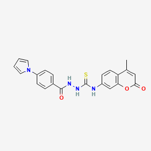 molecular formula C22H18N4O3S B4550079 N-(4-methyl-2-oxo-2H-chromen-7-yl)-2-[4-(1H-pyrrol-1-yl)benzoyl]hydrazinecarbothioamide 