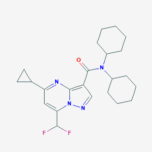molecular formula C23H30F2N4O B455009 N,N-dicyclohexyl-5-cyclopropyl-7-(difluoromethyl)pyrazolo[1,5-a]pyrimidine-3-carboxamide 