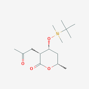 B045501 (3R,4R,6S)-4-[tert-butyl(dimethyl)silyl]oxy-6-methyl-3-(2-oxopropyl)oxan-2-one CAS No. 125119-52-0