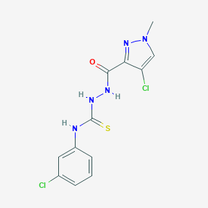 molecular formula C12H11Cl2N5OS B455012 2-[(4-chloro-1-methyl-1H-pyrazol-3-yl)carbonyl]-N-(3-chlorophenyl)hydrazinecarbothioamide 