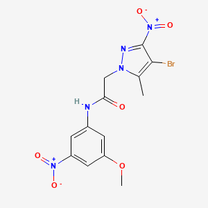 2-(4-bromo-5-methyl-3-nitro-1H-pyrazol-1-yl)-N-(3-methoxy-5-nitrophenyl)acetamide