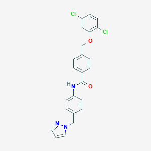 4-[(2,5-dichlorophenoxy)methyl]-N-[4-(1H-pyrazol-1-ylmethyl)phenyl]benzamide