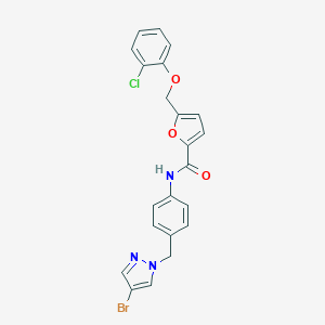 molecular formula C22H17BrClN3O3 B455017 N-{4-[(4-bromo-1H-pyrazol-1-yl)methyl]phenyl}-5-[(2-chlorophenoxy)methyl]-2-furamide 