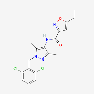 molecular formula C18H18Cl2N4O2 B4550171 N-[1-(2,6-dichlorobenzyl)-3,5-dimethyl-1H-pyrazol-4-yl]-5-ethyl-3-isoxazolecarboxamide 