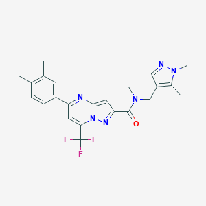 molecular formula C23H23F3N6O B455019 5-(3,4-dimethylphenyl)-N-[(1,5-dimethyl-1H-pyrazol-4-yl)methyl]-N-methyl-7-(trifluoromethyl)pyrazolo[1,5-a]pyrimidine-2-carboxamide 