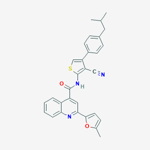 molecular formula C30H25N3O2S B455021 N-[3-cyano-4-(4-isobutylphenyl)-2-thienyl]-2-(5-methyl-2-furyl)-4-quinolinecarboxamide 