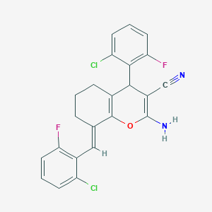 (8E)-2-amino-8-(2-chloro-6-fluorobenzylidene)-4-(2-chloro-6-fluorophenyl)-5,6,7,8-tetrahydro-4H-chromene-3-carbonitrile