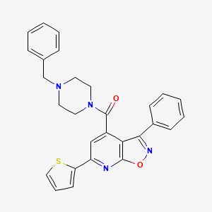 molecular formula C28H24N4O2S B4550253 1-BENZYL-4-[3-PHENYL-6-(THIOPHEN-2-YL)-[1,2]OXAZOLO[5,4-B]PYRIDINE-4-CARBONYL]PIPERAZINE 