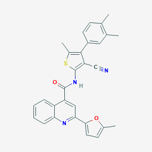molecular formula C29H23N3O2S B455026 N-[3-cyano-4-(3,4-dimethylphenyl)-5-methylthiophen-2-yl]-2-(5-methylfuran-2-yl)quinoline-4-carboxamide 