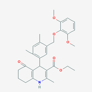 Ethyl 4-{5-[(2,6-dimethoxyphenoxy)methyl]-2,4-dimethylphenyl}-2-methyl-5-oxo-1,4,5,6,7,8-hexahydro-3-quinolinecarboxylate