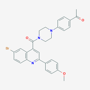 molecular formula C29H26BrN3O3 B455029 1-[4-(4-{[6-Bromo-2-(4-methoxyphenyl)-4-quinolinyl]carbonyl}-1-piperazinyl)phenyl]ethanone 