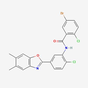 5-bromo-2-chloro-N-[2-chloro-5-(5,6-dimethyl-1,3-benzoxazol-2-yl)phenyl]benzamide