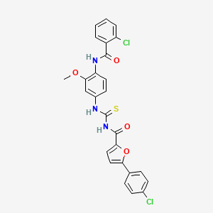 molecular formula C26H19Cl2N3O4S B4550329 N-[[4-[(2-chlorobenzoyl)amino]-3-methoxyphenyl]carbamothioyl]-5-(4-chlorophenyl)furan-2-carboxamide 