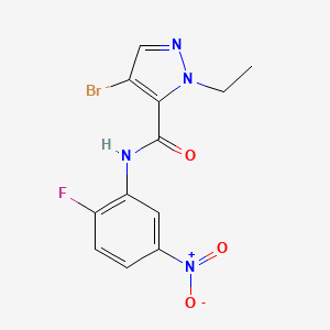 molecular formula C12H10BrFN4O3 B4550368 4-bromo-1-ethyl-N-(2-fluoro-5-nitrophenyl)-1H-pyrazole-5-carboxamide 