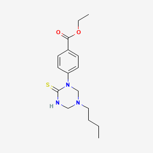 molecular formula C16H23N3O2S B4550396 ethyl 4-(5-butyl-2-thioxo-1,3,5-triazinan-1-yl)benzoate 