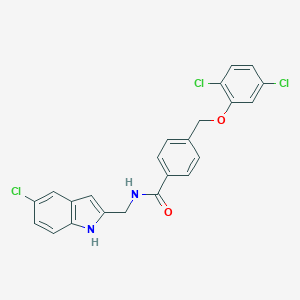 molecular formula C23H17Cl3N2O2 B455047 N-[(5-chloro-1H-indol-2-yl)methyl]-4-[(2,5-dichlorophenoxy)methyl]benzamide 