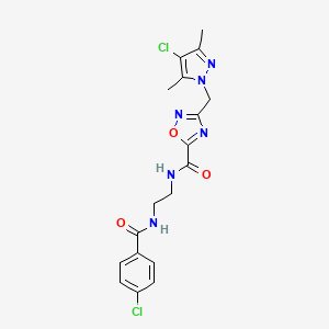 N~5~-{2-[(4-CHLOROBENZOYL)AMINO]ETHYL}-3-[(4-CHLORO-3,5-DIMETHYL-1H-PYRAZOL-1-YL)METHYL]-1,2,4-OXADIAZOLE-5-CARBOXAMIDE