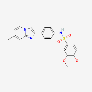 3,4-dimethoxy-N-[4-(7-methylimidazo[1,2-a]pyridin-2-yl)phenyl]benzenesulfonamide