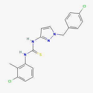 molecular formula C18H16Cl2N4S B4550574 N-[1-(4-chlorobenzyl)-1H-pyrazol-3-yl]-N'-(3-chloro-2-methylphenyl)thiourea 