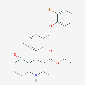 molecular formula C28H30BrNO4 B455058 Ethyl 4-{5-[(2-bromophenoxy)methyl]-2,4-dimethylphenyl}-2-methyl-5-oxo-1,4,5,6,7,8-hexahydro-3-quinolinecarboxylate 