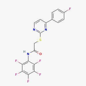 molecular formula C18H9F6N3OS B4550581 2-{[4-(4-FLUOROPHENYL)-2-PYRIMIDINYL]SULFANYL}-N~1~-(2,3,4,5,6-PENTAFLUOROPHENYL)ACETAMIDE 