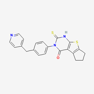 molecular formula C21H17N3OS2 B4550591 2-mercapto-3-[4-(4-pyridinylmethyl)phenyl]-3,5,6,7-tetrahydro-4H-cyclopenta[4,5]thieno[2,3-d]pyrimidin-4-one 