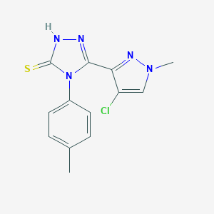 molecular formula C13H12ClN5S B455063 5-(4-chloro-1-methyl-1H-pyrazol-3-yl)-4-(4-methylphenyl)-4H-1,2,4-triazole-3-thiol 