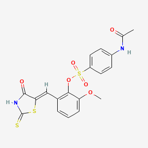 2-methoxy-6-[(4-oxo-2-thioxo-1,3-thiazolidin-5-ylidene)methyl]phenyl 4-(acetylamino)benzenesulfonate