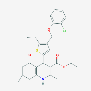 molecular formula C28H32ClNO4S B455066 Ethyl 4-{4-[(2-chlorophenoxy)methyl]-5-ethyl-2-thienyl}-2,7,7-trimethyl-5-oxo-1,4,5,6,7,8-hexahydro-3-quinolinecarboxylate 