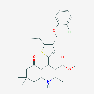 molecular formula C27H30ClNO4S B455067 Methyl 4-{4-[(2-chlorophenoxy)methyl]-5-ethyl-2-thienyl}-2,7,7-trimethyl-5-oxo-1,4,5,6,7,8-hexahydro-3-quinolinecarboxylate 