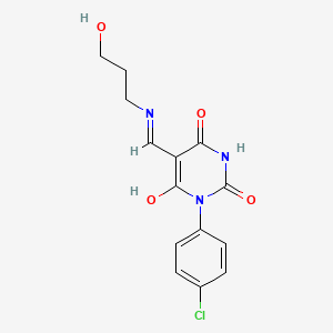 1-(4-chlorophenyl)-5-{[(3-hydroxypropyl)amino]methylene}-2,4,6(1H,3H,5H)-pyrimidinetrione