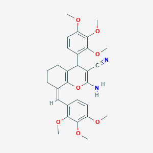 (8Z)-2-amino-8-(2,3,4-trimethoxybenzylidene)-4-(2,3,4-trimethoxyphenyl)-5,6,7,8-tetrahydro-4H-chromene-3-carbonitrile