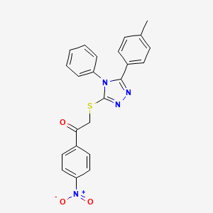 molecular formula C23H18N4O3S B4550740 2-{[5-(4-methylphenyl)-4-phenyl-4H-1,2,4-triazol-3-yl]sulfanyl}-1-(4-nitrophenyl)ethanone 